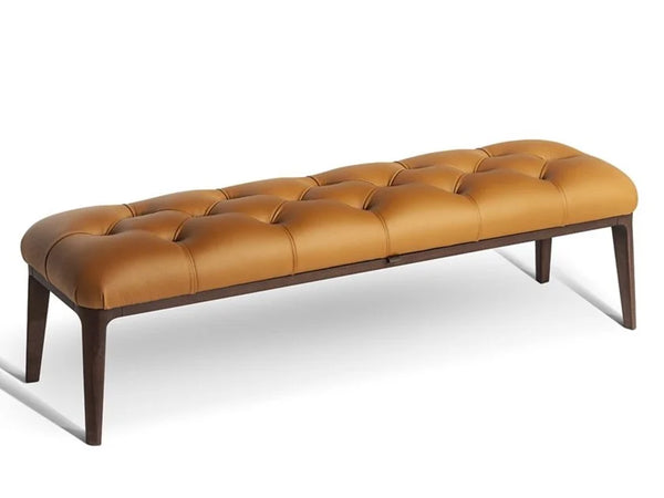 Glenvista Modern Tufted Upholstered Leather Bench