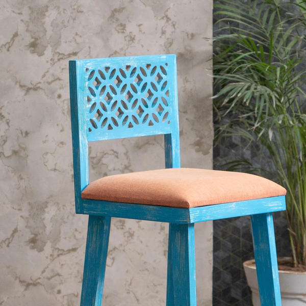 Gresford Acacia Wood Bar Chair | Blue Finish