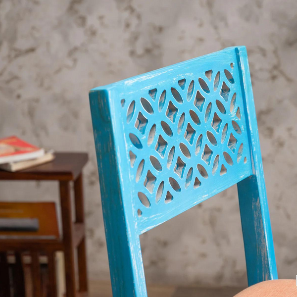 Gresford Acacia Wood Bar Chair | Blue Finish