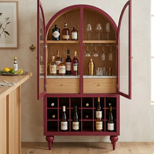 Gretna Solid Wood Natural Finish Bar Cabinet