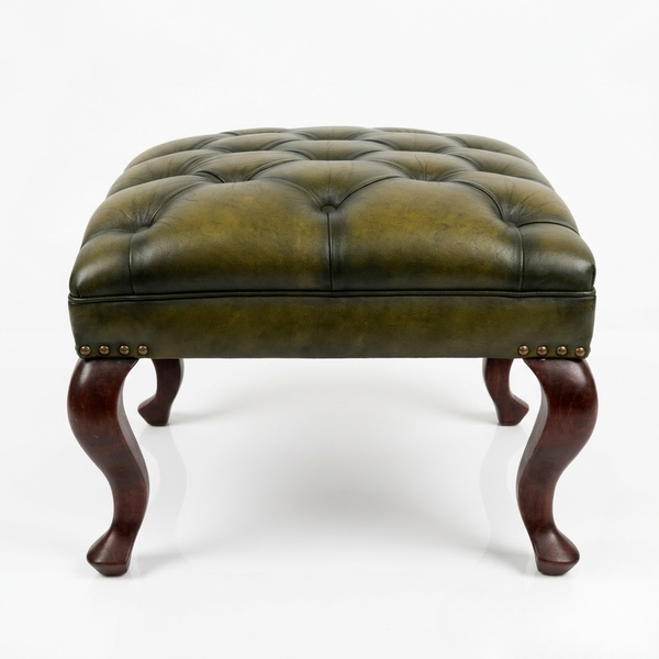 Haarlem Solid Wood Leather Ottoman