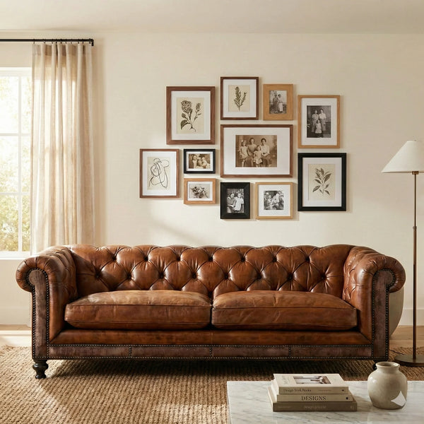 Hamburg Leather Chesterfield Sofa ( Dark Brown )