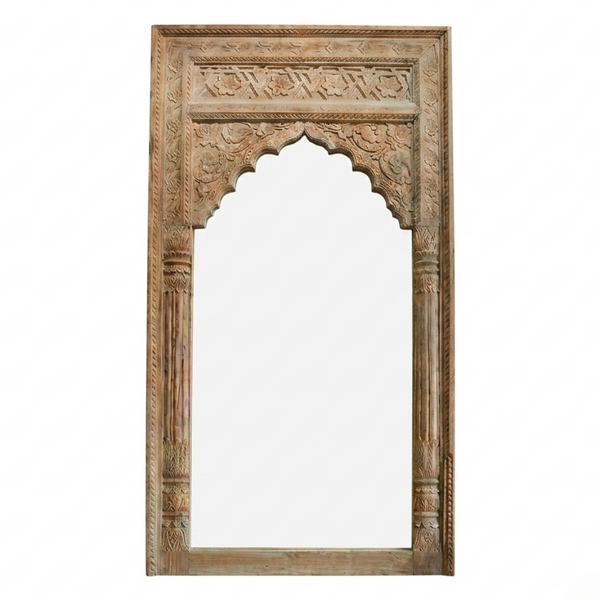 Hand Carved Modern & Stylish Mirror Frame | Natural Finish