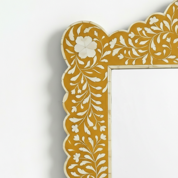 Bone Inlay Striking Hanging Mirror - Yellow Finish
