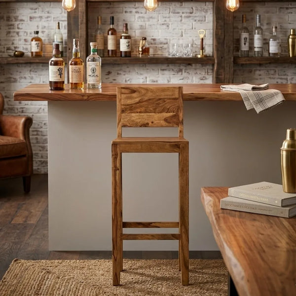  Harlech Sheesham Wood Natural Finish Bar Chair 