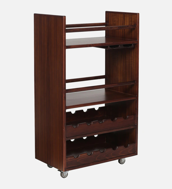 Hawick Wooden Bar Trolley in Walnut Veneer Finish