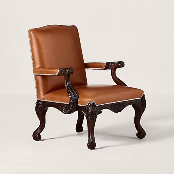 Herning Solid Wood & Leather armchair with armrests