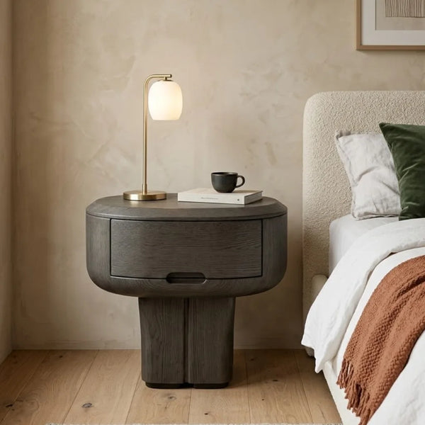 Hincesti Oak Wood Bedside Table With 1 Drawer