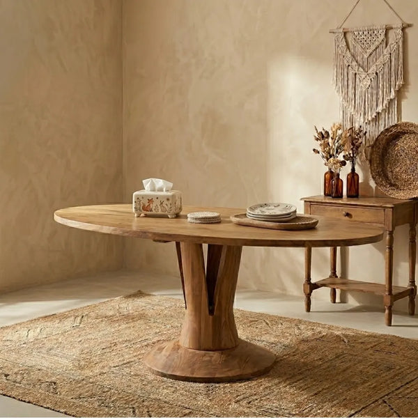 Huddersfield Acacia Wood Oval Dining Table 