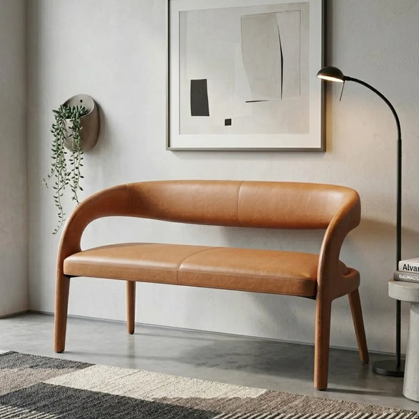 Huston Leather Upholstered Dining Bench