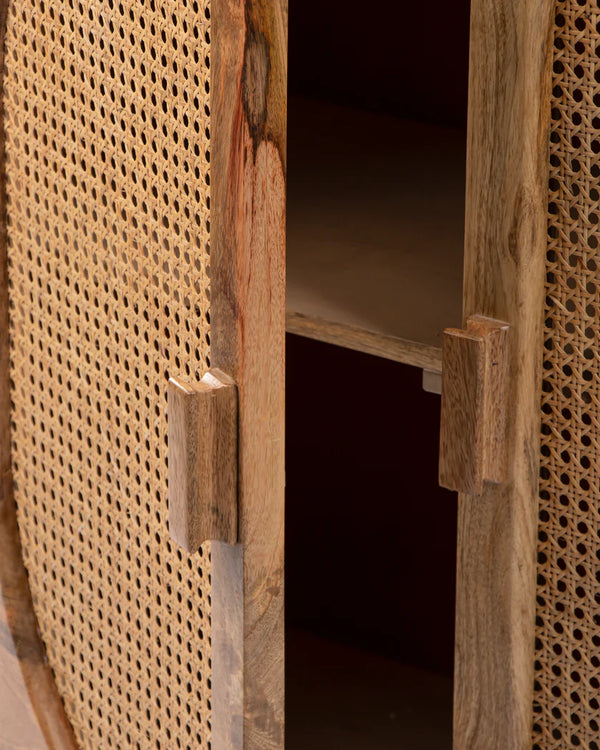 Modern Rattan Mango Solid Wood Natural Finish Sideboard