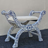 Indigo Roman Style Acrylic Inlay Ottoman