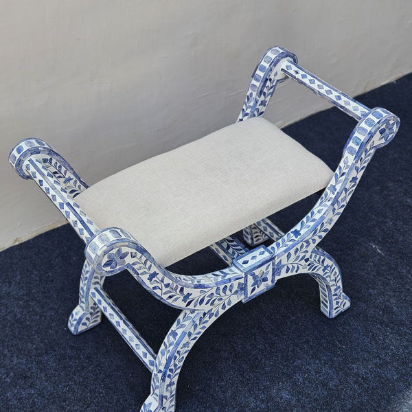 Indigo Roman Style Acrylic Inlay Ottoman
