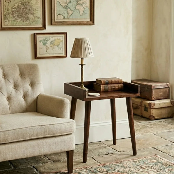 Irvine Sheesham Wood End Table - Brown Finish