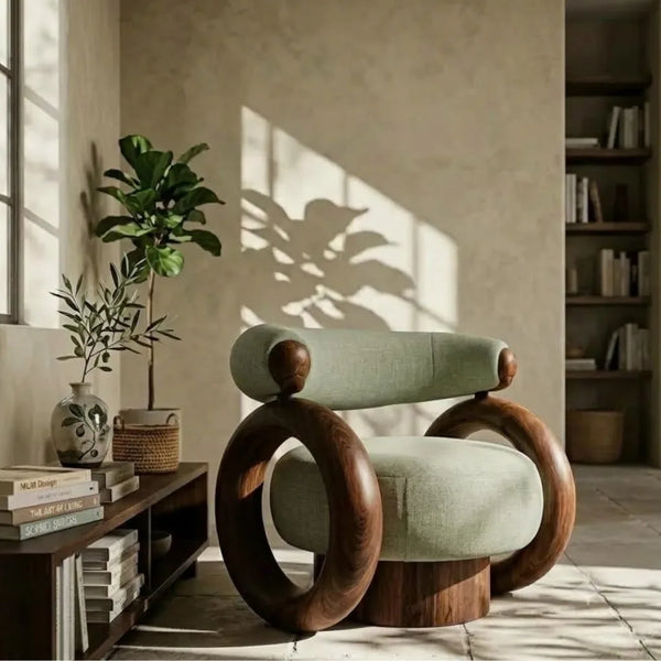 Itaugua Solid Wood & VelvetAccent Chair