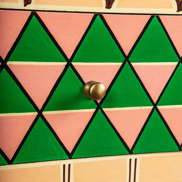 Jaipur Style Wooden Hand Painted Cabinet for Bedside