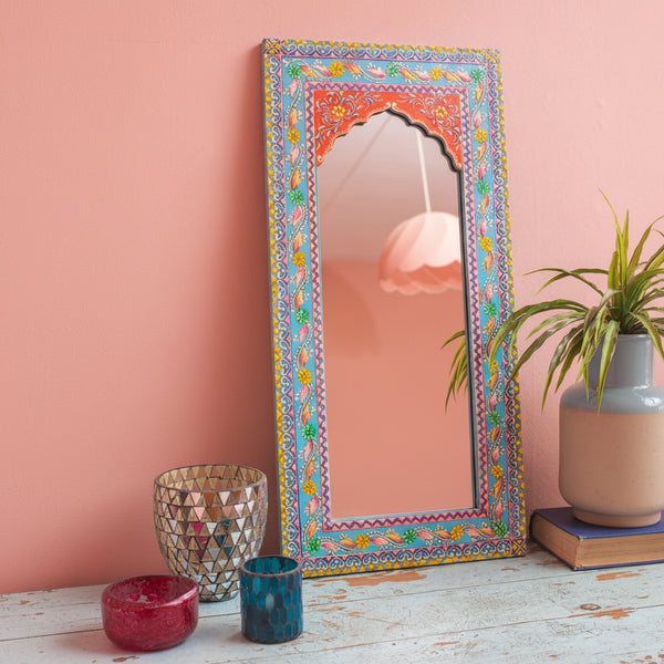 Jaipuri Handpanited and Handcarved Mirror Frame