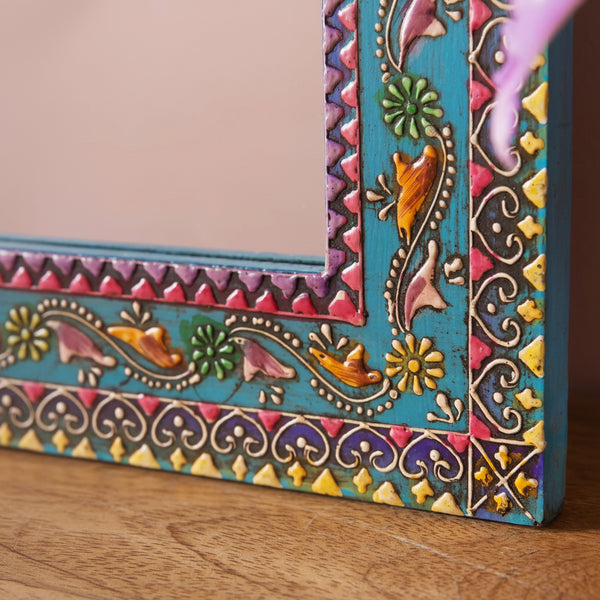 Jaipuri Handpanited and Handcarved Mirror Frame