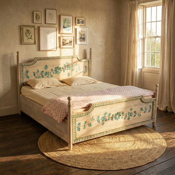 Jaipuri Hand Painted Solid Wood Bed – All Sizes