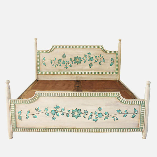 Jaipuri Hand Painted Solid Wood Bed – All Sizes