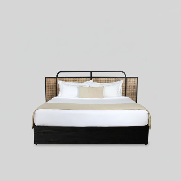 cane bed, solid wood bed