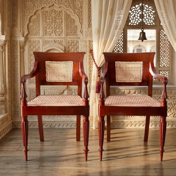 Albion Teakwood Corner Chair with Cane