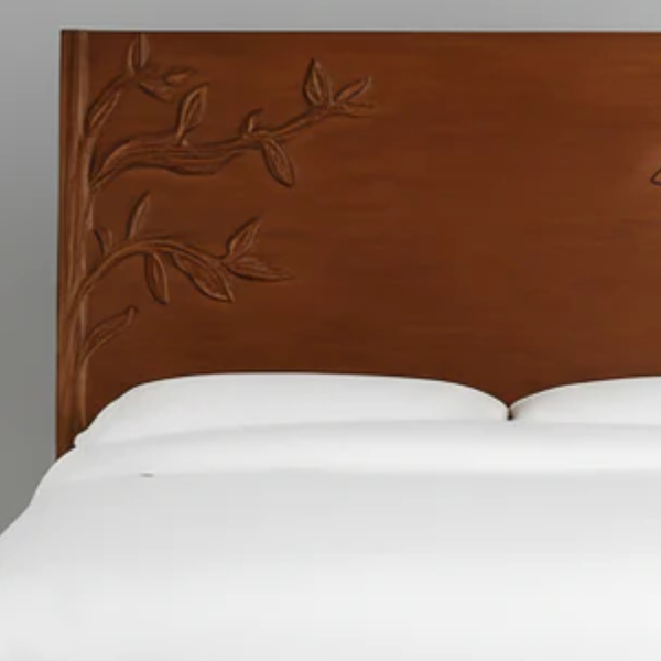 Kent Hand Carved Bed In Walnut Finish-King Size