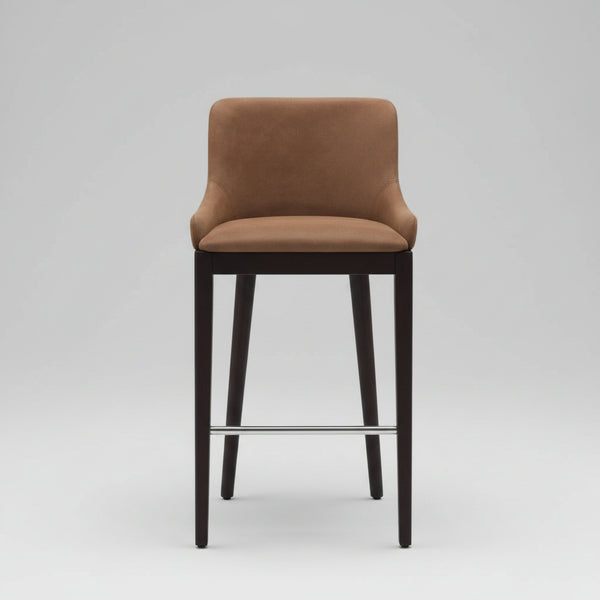 Kilbride High Upholstered Teakwood stool with back
