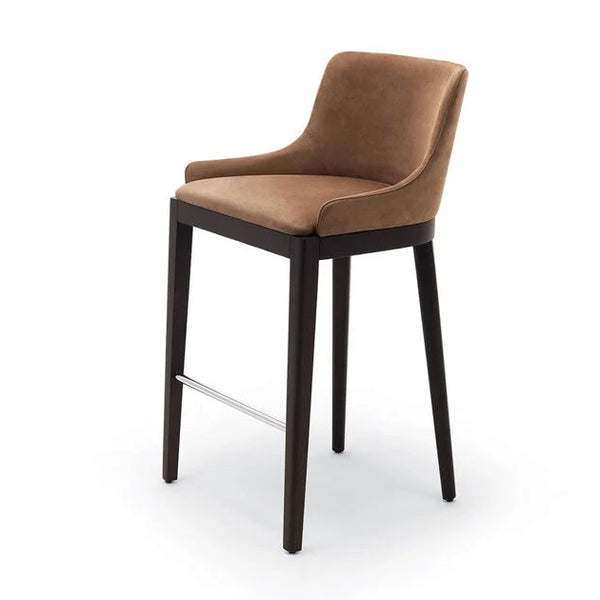 Kilbride High Upholstered Teakwood stool with back