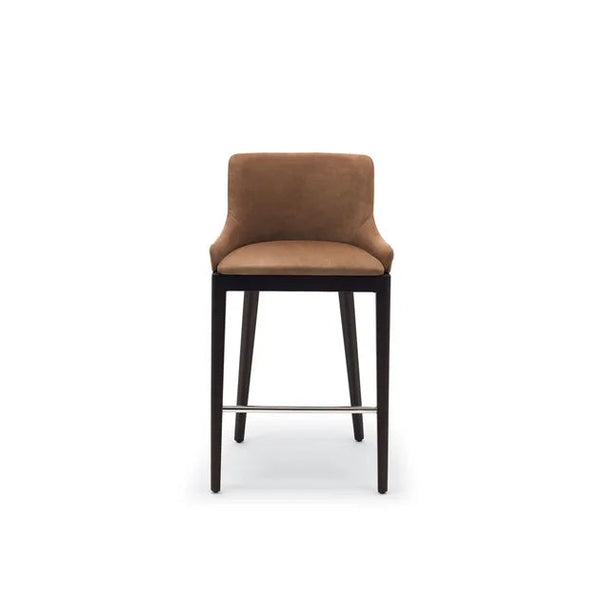 Kilbride High Upholstered Teakwood stool with back