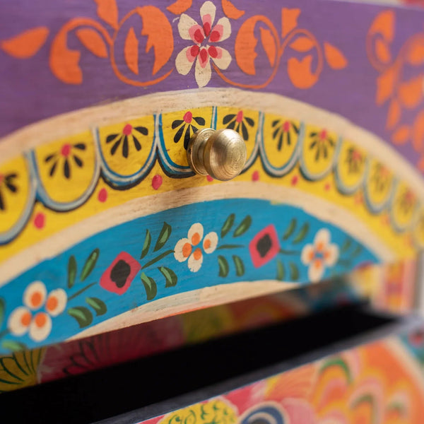 Kishangarh Mango Wood Hand Painted Bedside Cabinet