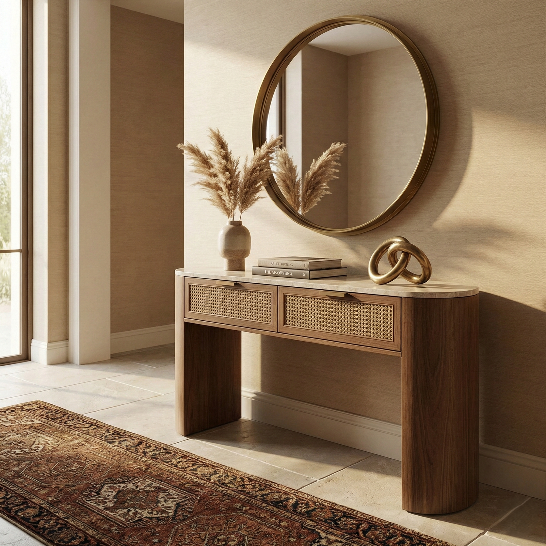 Knight Oak Wood Rattan Console Table – Homes of Rajasthan