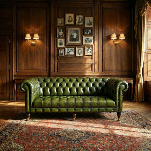 Lamar Chesterfield 3- Seater Leather Sofa