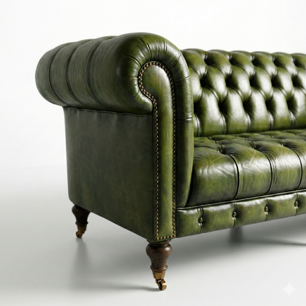 Lamar Chesterfield 3- Seater Leather Sofa