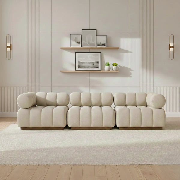 Lave 3 Seater Boucle Sofa - White Finish