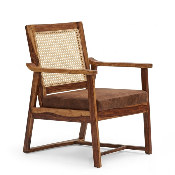 Leonora Rattan Solid Wood Armchair