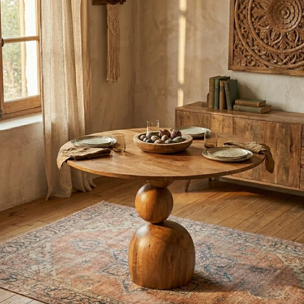 Leuven Solid Wood Round Dining Table