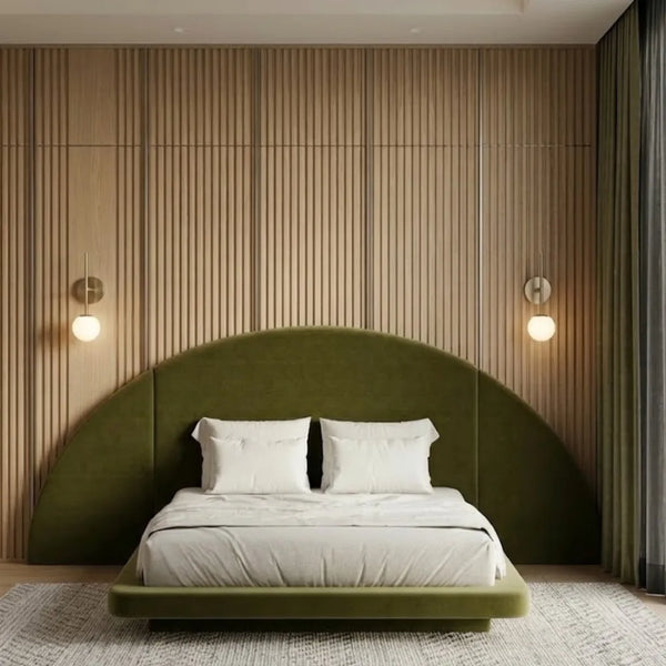 Modern half design solid wood bed 
