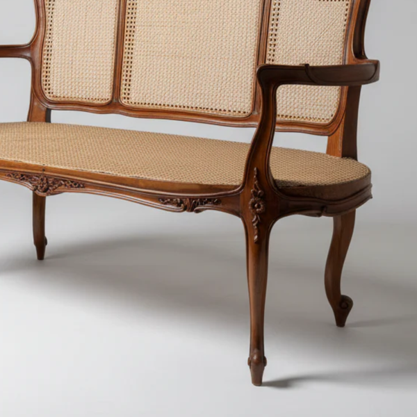 Livorno Solid Wood Rattan 3 Seater Sofa