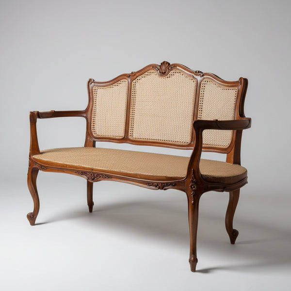 Livorno Solid Wood Rattan 3 Seater Sofa