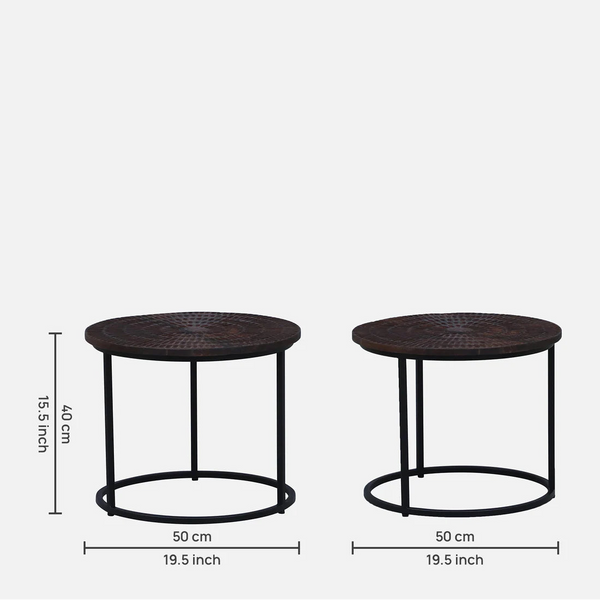 Lochmaddy End Tables for Living Room Set of 2 - Walnut Finish