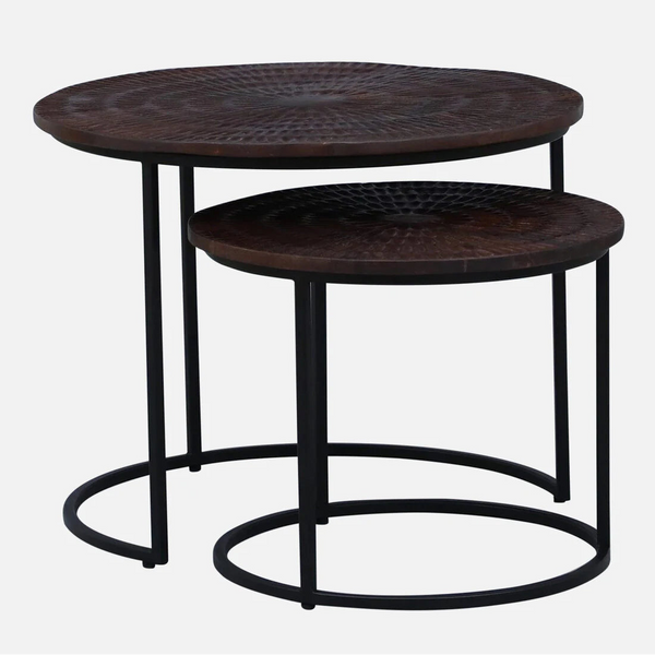 Lochmaddy End Tables for Living Room Set of 2 - Walnut Finish