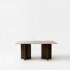 Londrina Solid Wood And Marble Dining Table Set With Boucle Chairs - 4 Seater, 6 Seater - All Sizes