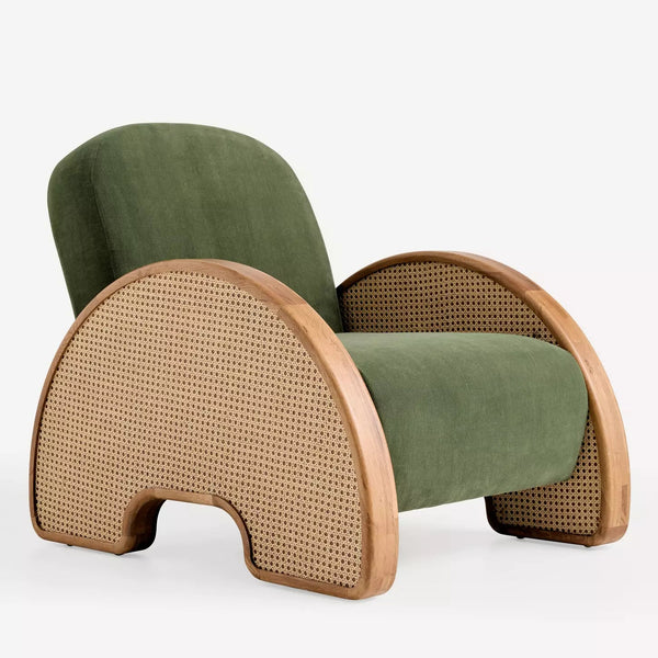 Lufkin Solid Wood Rattan Armchair