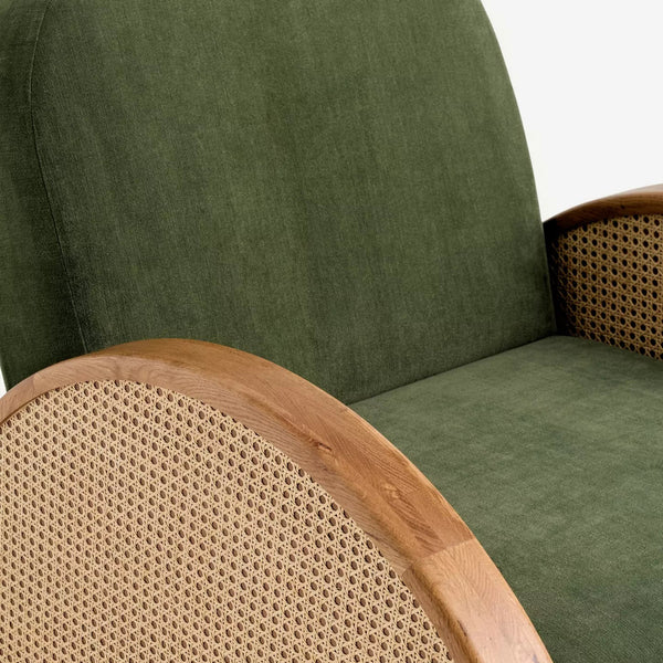 Lufkin Solid Wood Rattan Armchair