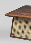 Classic Rattan Sheesham Solid Wood Walnut Finish Coffee Table