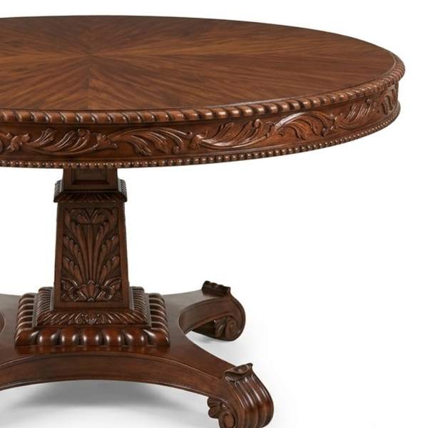 Magherafelt Sheesham Wood Table with Carved Floral Design