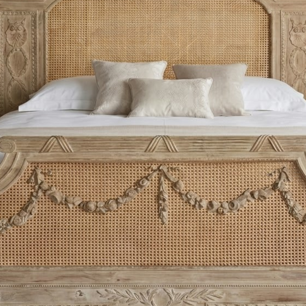 Malmesbury Solid Wood Rattan Bed -All Sizes