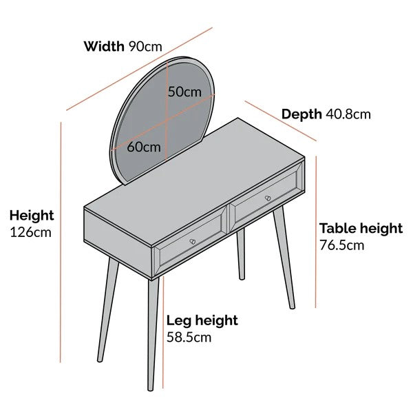 Manisa Solid Wood Rattan Dressing Table With Mirror