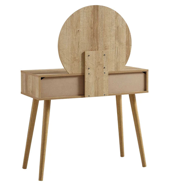 Manisa Solid Wood Rattan Dressing Table With Mirror